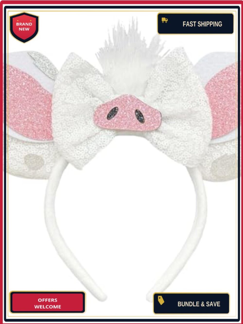Mouse Ears Bow Headband Costume Cosplay Party Hair Accessory